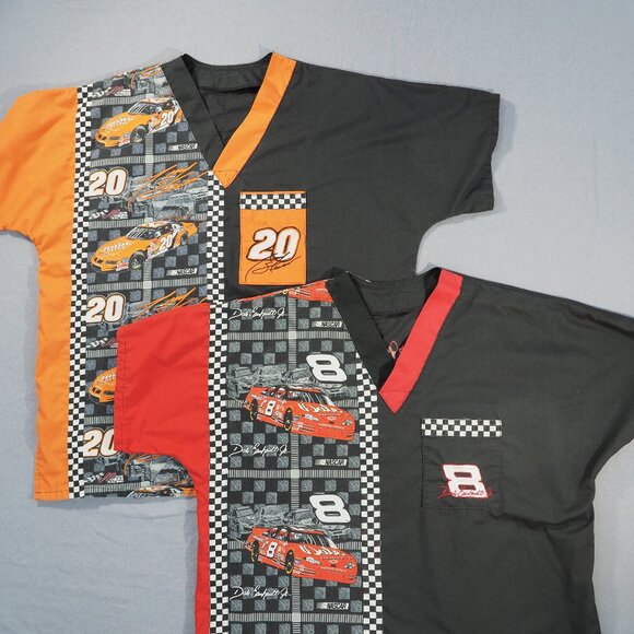 Other - Nascar Scrub Shirts Mens Large Lot Red Orange Dale Earnhardt Tony Stevens Race